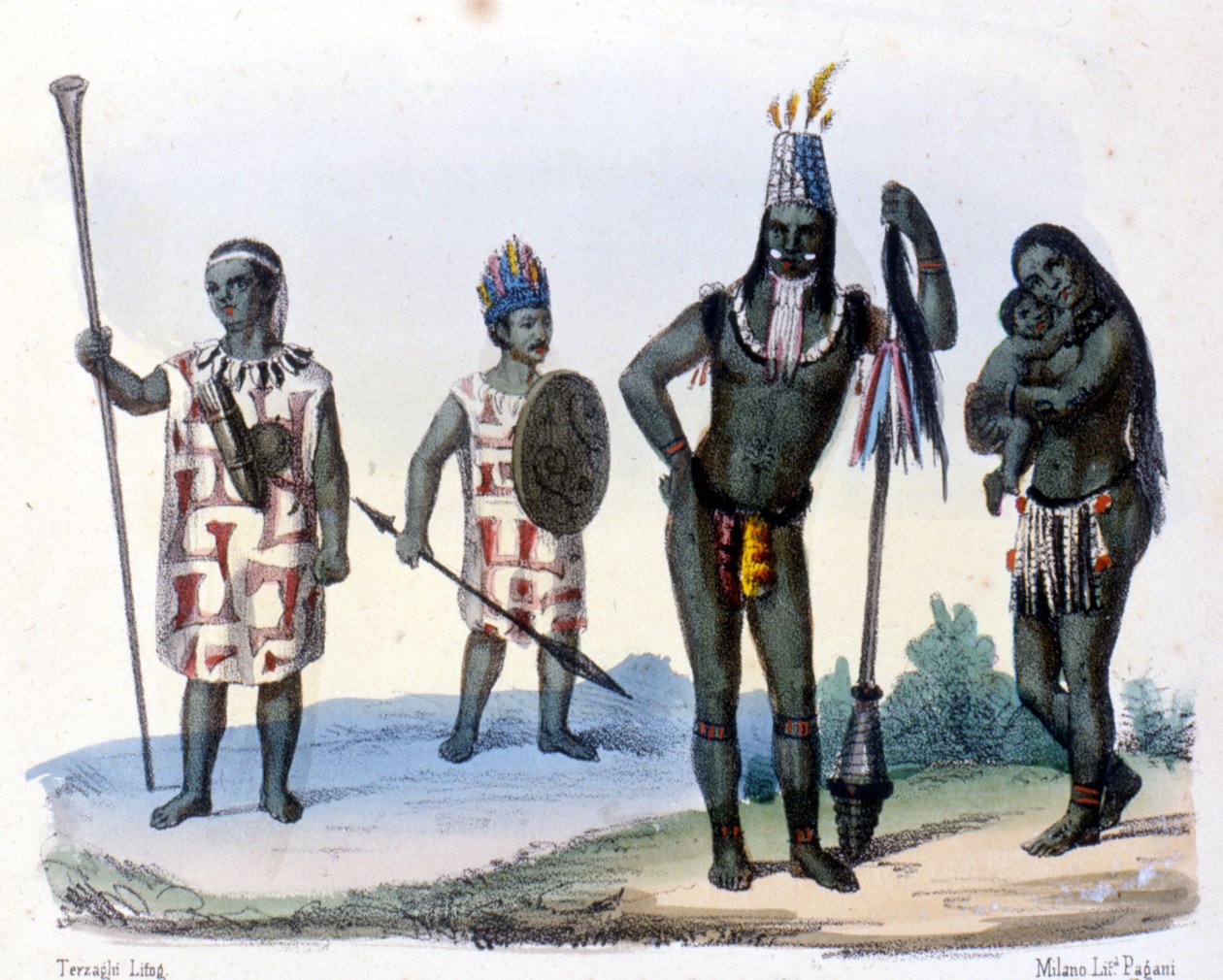 Encabellados és Jivaros indiánok Ecuadorban. alkotó: Unknown artist