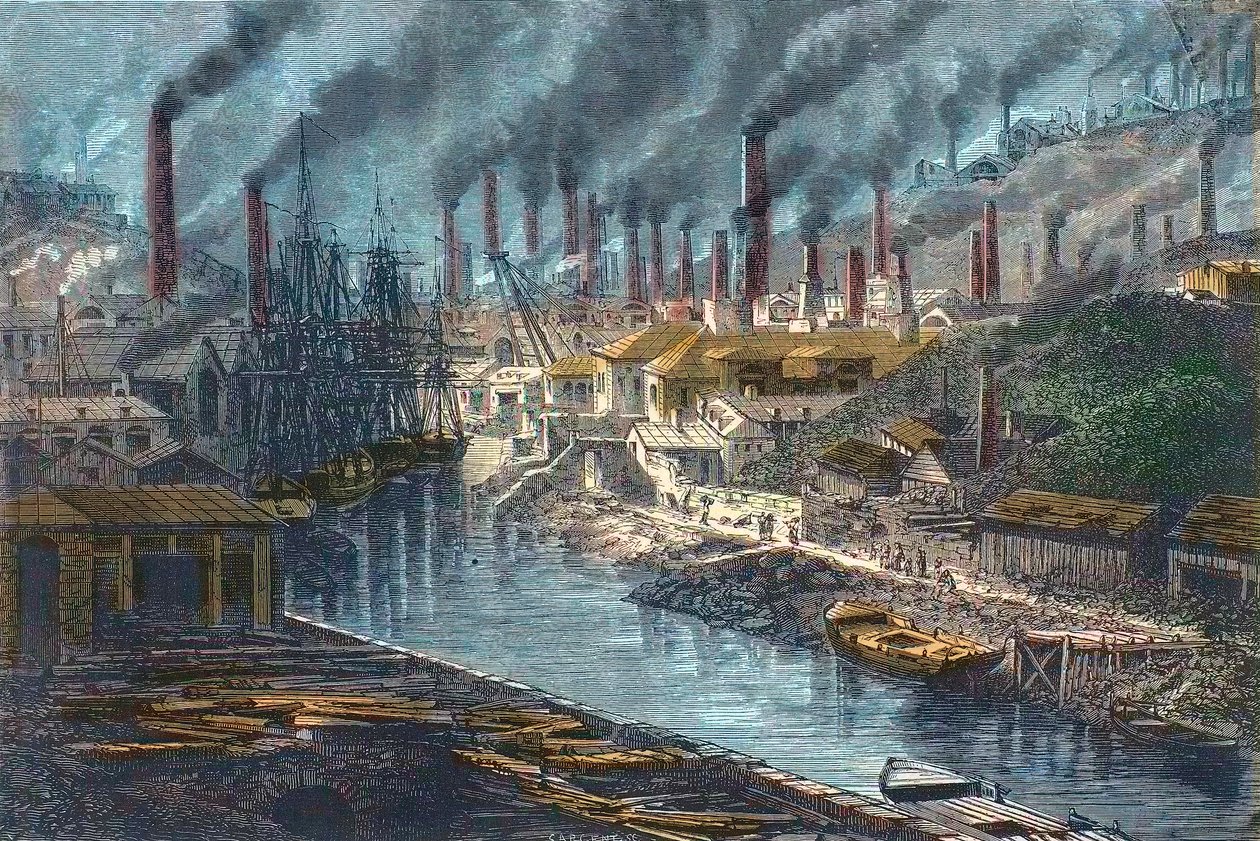 Ipari forradalom – Ipari forradalom: Vivian úr swansea-i rézgyárának áttekintése, Wales – Egyesült Királyság (Wales) – Egyesült Királyság alkotó: Unknown artist