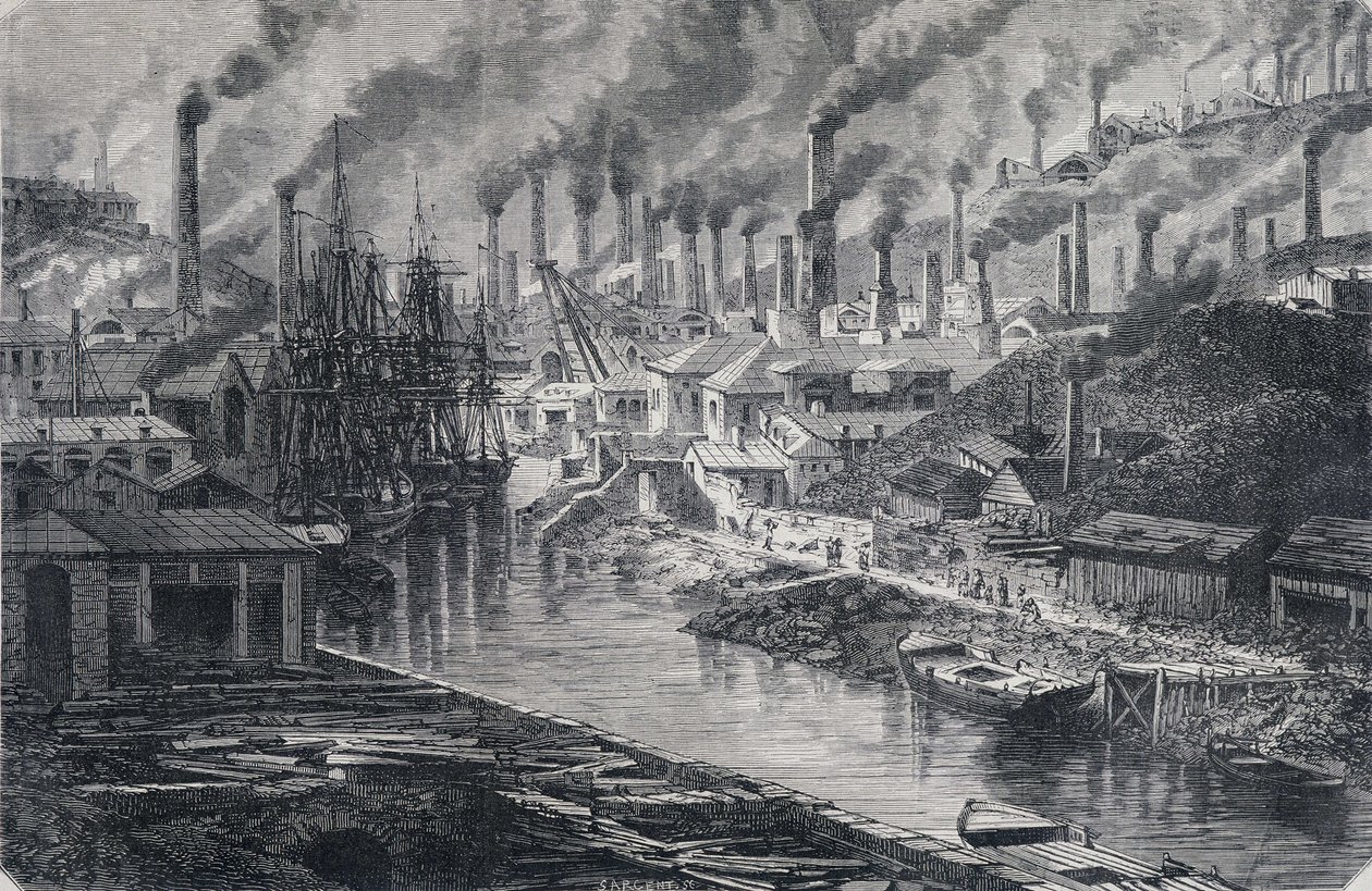Ipar Angliában: Mr. Vivian (Manchester) Copper Factory, „” Round the World”, 1865 második hete. alkotó: Unknown artist