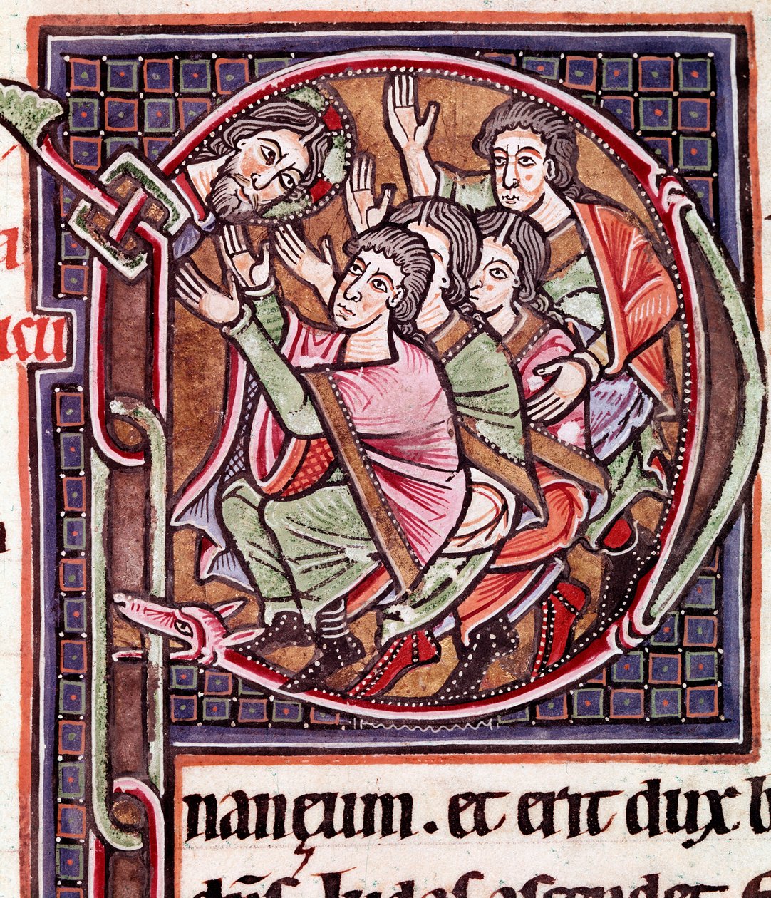 Kezdő P betű Joshua halálával (miniatűr alkotó: Unknown artist