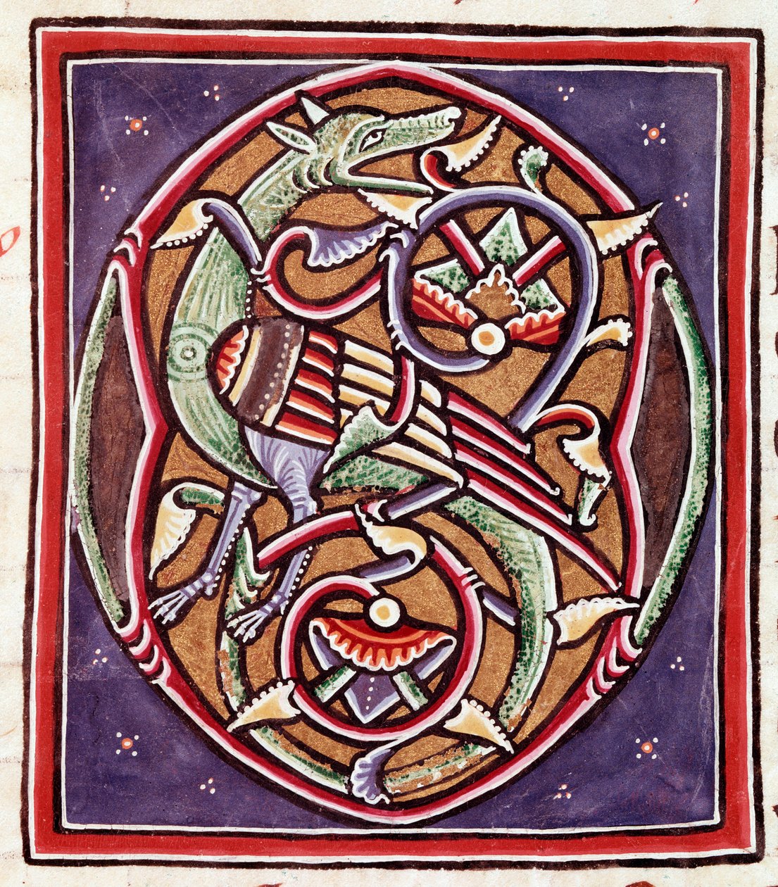 Kezdő levél képzeletbeli lénnyel (miniatűr alkotó: Unknown artist