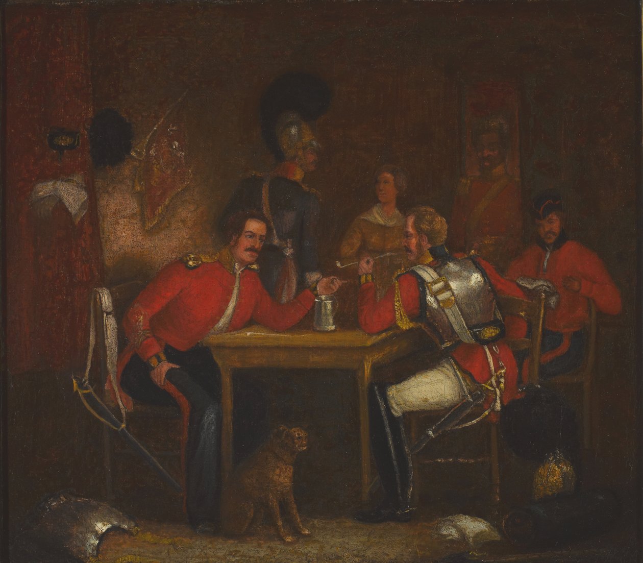 Az őrszoba belseje, a Life Guard és a Royal Horse Guard katonáival alkotó: Unknown artist