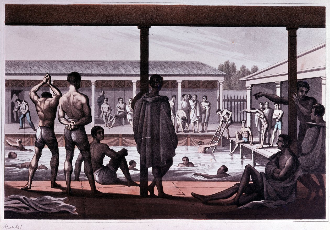Egy úszóiskola belseje, London, 19. század eleje. alkotó: Unknown artist