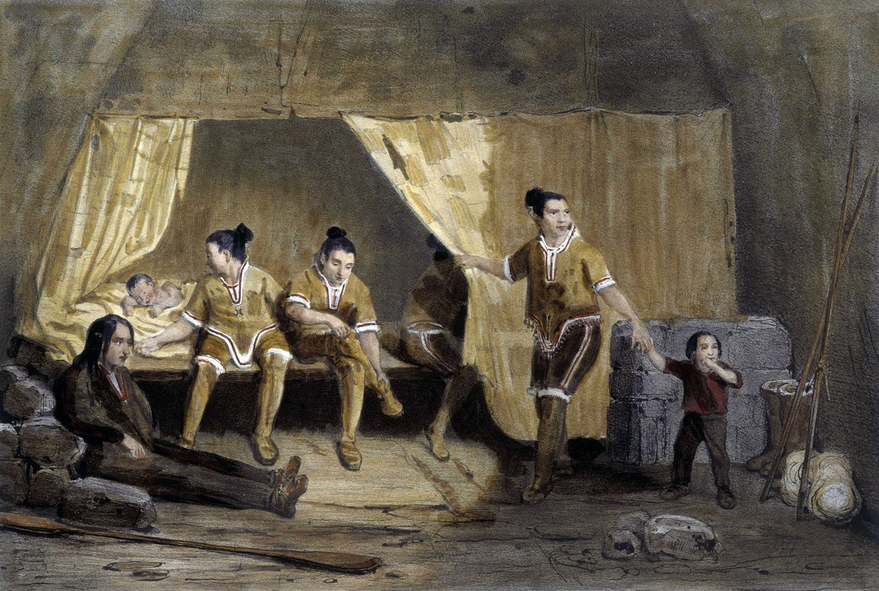 Egy eszkimó doboz belseje, Frederikshaab, Grönland - litográfia alkotó: Unknown artist