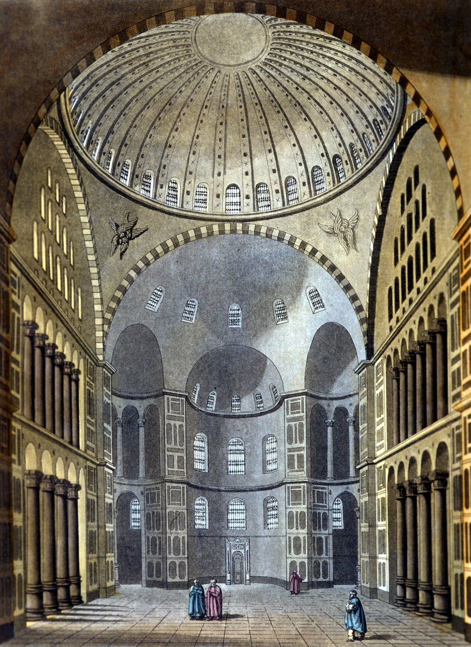 A konstantinápolyi Hagia Sophia mecset belseje - „A régi és modern kosztümben” Ferrario, szerk. Milánó alkotó: Unknown artist