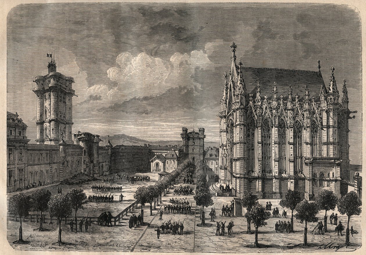 Vincennes kastélyának belső képe a 19. században - 1875-ös metszet alkotó: Unknown artist