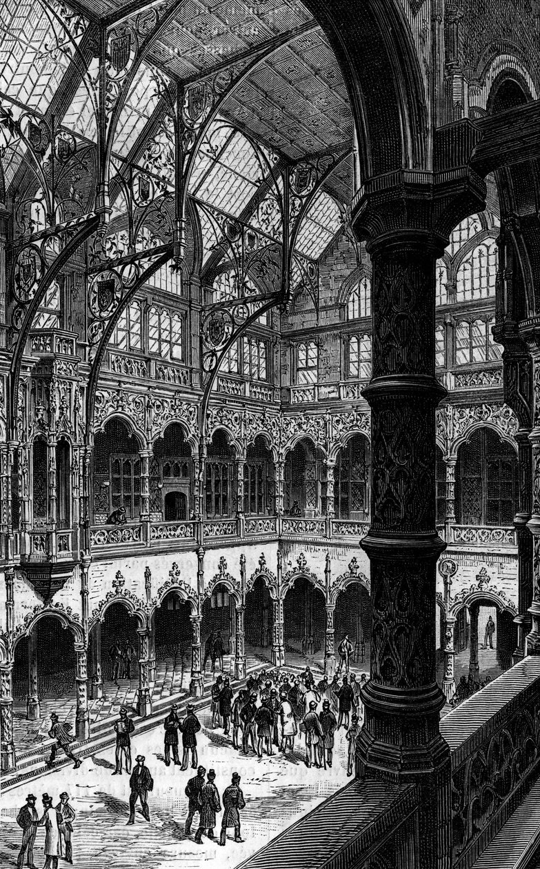 Az antwerpeni tőzsde belső képe a XIX. Metszet a „Le journal de la jeunesse”-be alkotó: Unknown artist