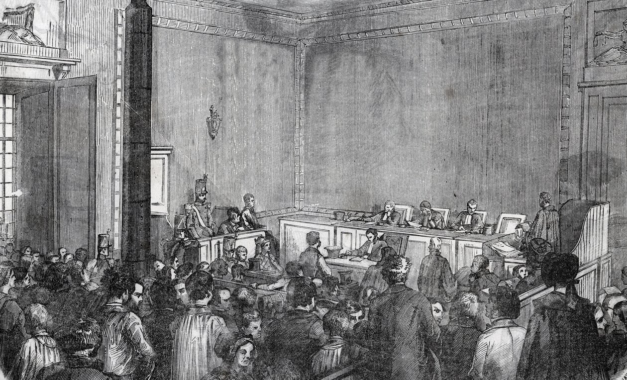 A javítórendőrség belső képe, 6. kamra Párizsban a 19. században – Edmond Texier metszet „Tableau-de-Paris”-ban alkotó: Unknown artist