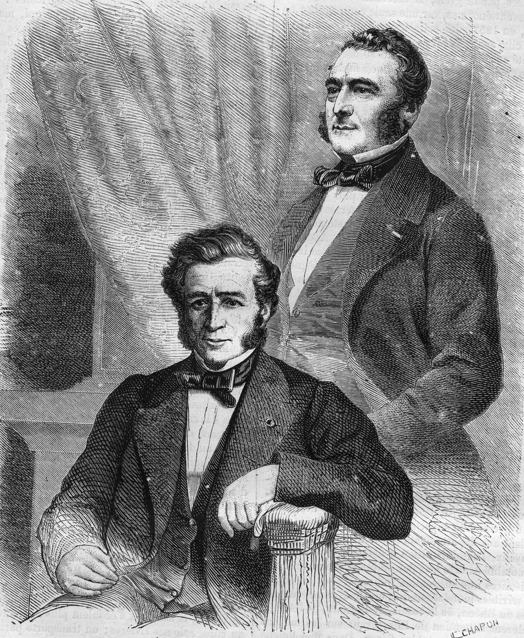Isaac és Jacob Emile Pereire francia üzletemberek, a Société de Crédit Mobilier alapítói (1852). alkotó: Unknown artist