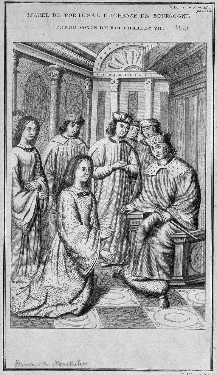 Portugál Izabella (1397-1472) Burgundia hercegnője keményen veszi a conge VII. Károly királyt. alkotó: Unknown artist