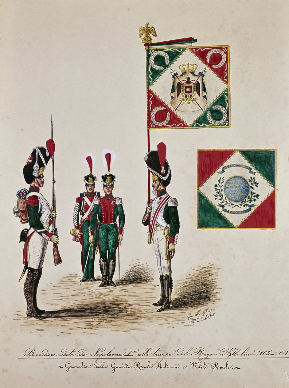 Olasz hadsereg zászló I. Napóleon idejében (metszet alkotó: Unknown artist