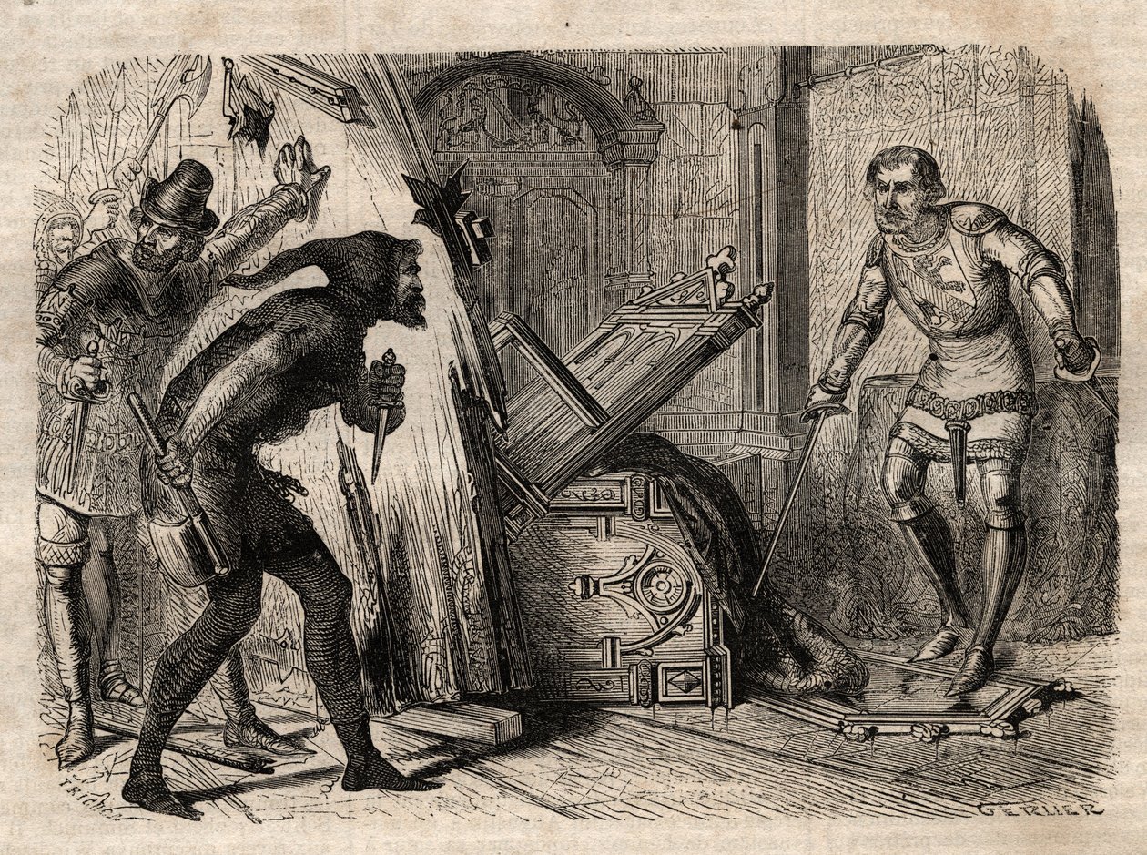 Jacob Van Artevelde (1290-1345) Meggyilkolták 1345-ben – Jacques (Jacob) Van Artevelde (1287-1345), a genti bölcs embereként 1345-ben a genti burzsoá csapása alá esik - metszet a „Népek illusztrációjában” Szótár” – 1864 – Joseph alkotó: Unknown artist
