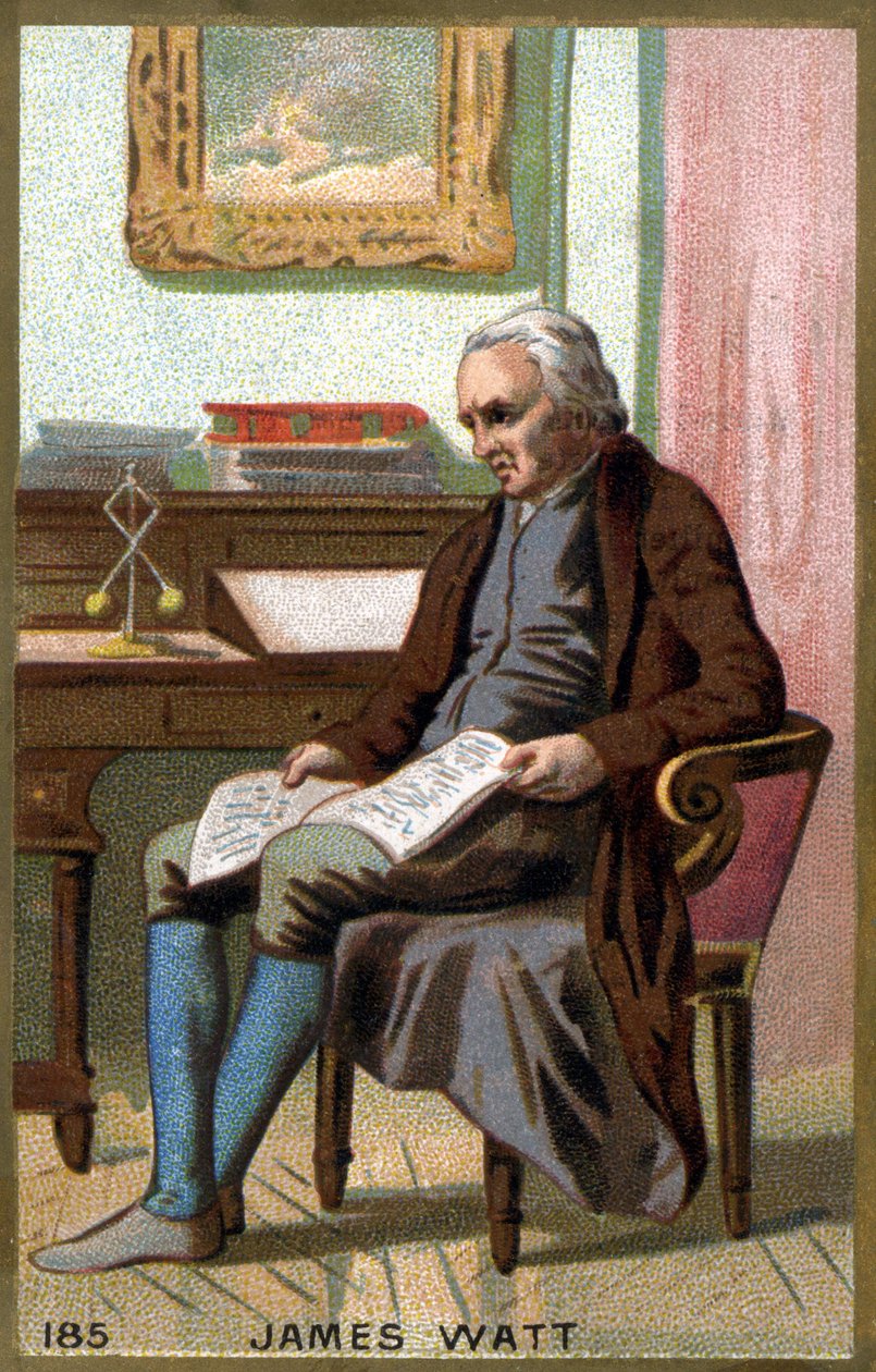 James Watt (1736-1819) az irodájában. 19. századi kromolitográfia. alkotó: Unknown artist