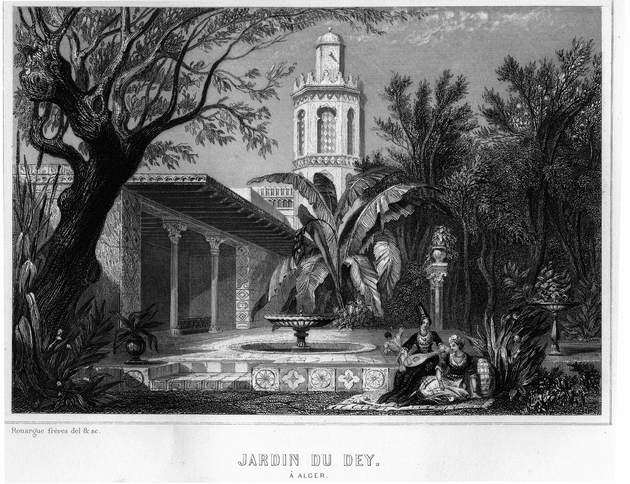 Jardin du dey Algírban, a Kasbah (kasbah) megerősített körzetében található, a francia hadsereg fővezérének fő rezidenciája 1830-ban – Leon Galibert „” L