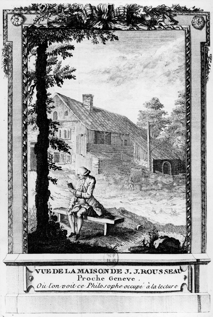 Jean Jacques Rousseau (1712-1778), franciául beszélő genfi író és filozófus; házából nézve (Genf közelében). alkotó: Unknown artist
