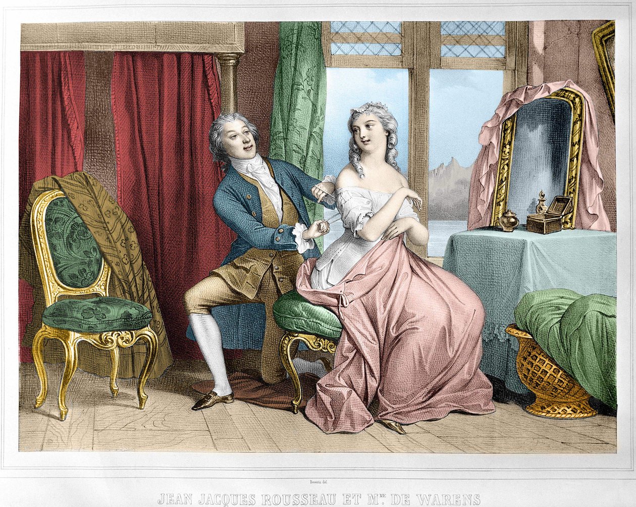 Jean Jacques Rousseau (1712-1778) és Madame de Warens (1700-1762). alkotó: Unknown artist