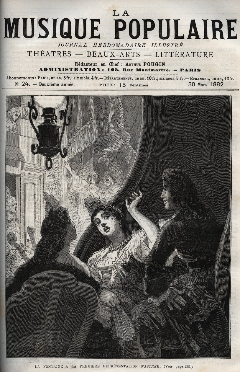 Jean de La Fontaine (Lafontaine) Pascal Collasse (Colasse) (1649-1709) „” Astree”” című operájának ősbemutatóján - metszet a „La musique populaire” című hetilapban - 1882 alkotó: Unknown artist