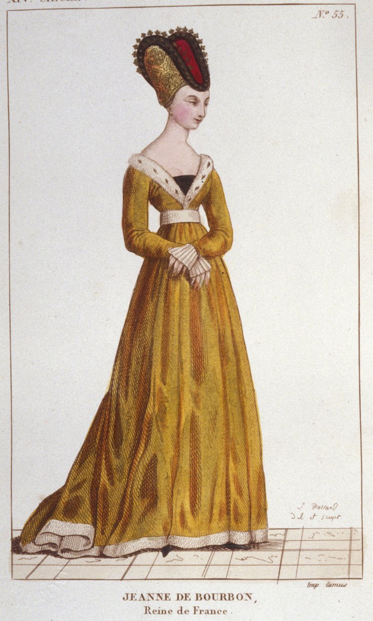 Jeanne de Bourbon (1338-1378). Franciaország királynője 1364-től 1378-ig. Metszet 1830-ból alkotó: Unknown artist