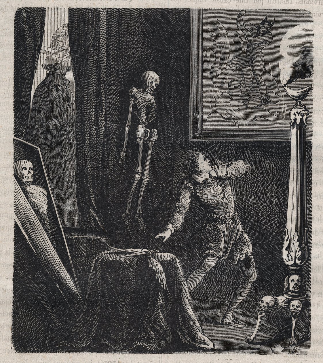 John Chatel (Chastel) (1575-1594) a jezsuiták a meditációs kamrába zárták – IV. Henrik francia király elleni 1594. december 27-i merénylet előtt. 1879-es metszet a „Histoire des societes secretes, politiques et religieuses” c. által alkotó: Unknown artist