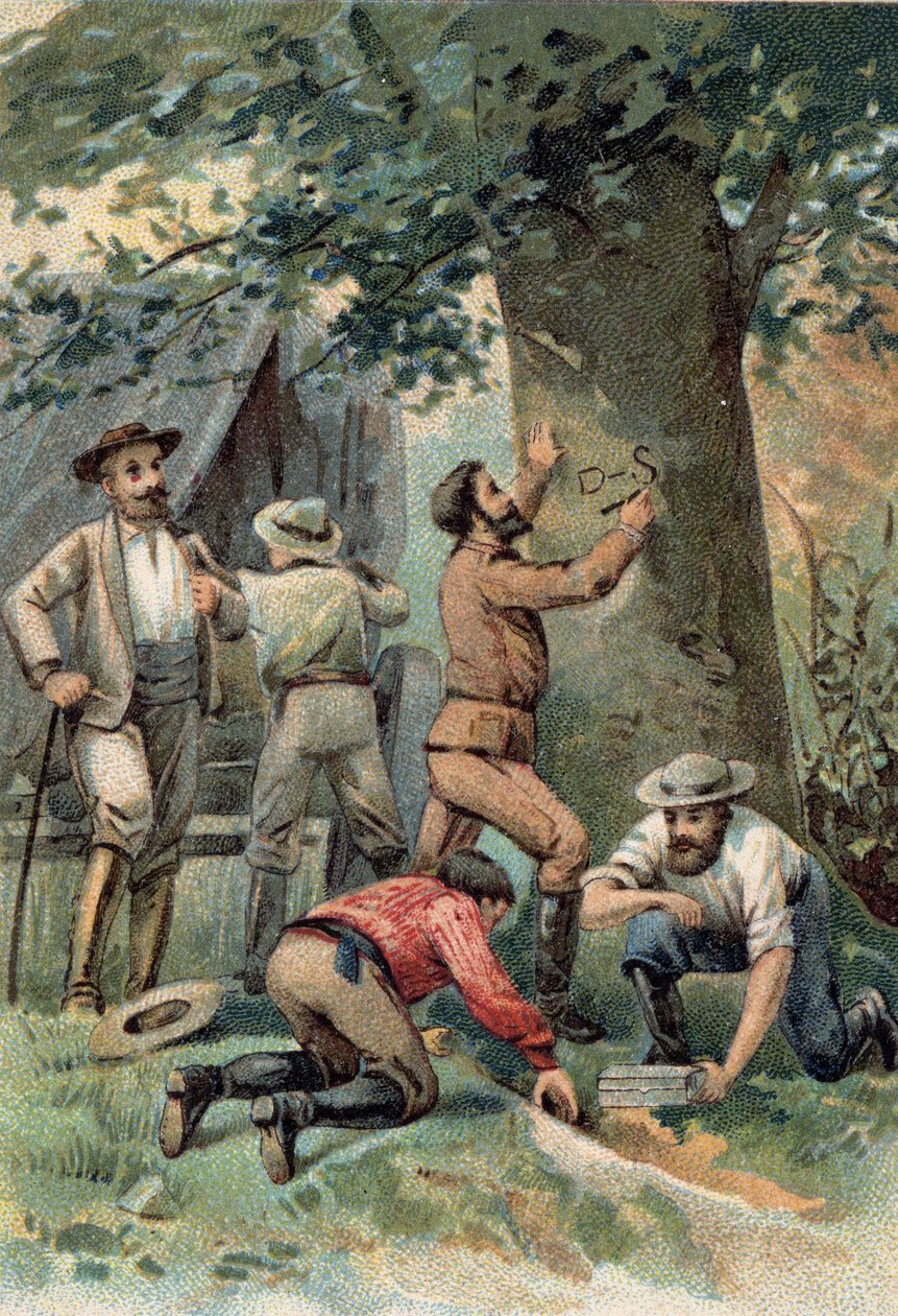John McDouall (Mc Douall) Stuart (1815-1866): skót felfedező, miután 1862-ben átkelt Ausztrálián, egy fán jelölte meg az utolsó üdülőhely helyét. alkotó: Unknown artist