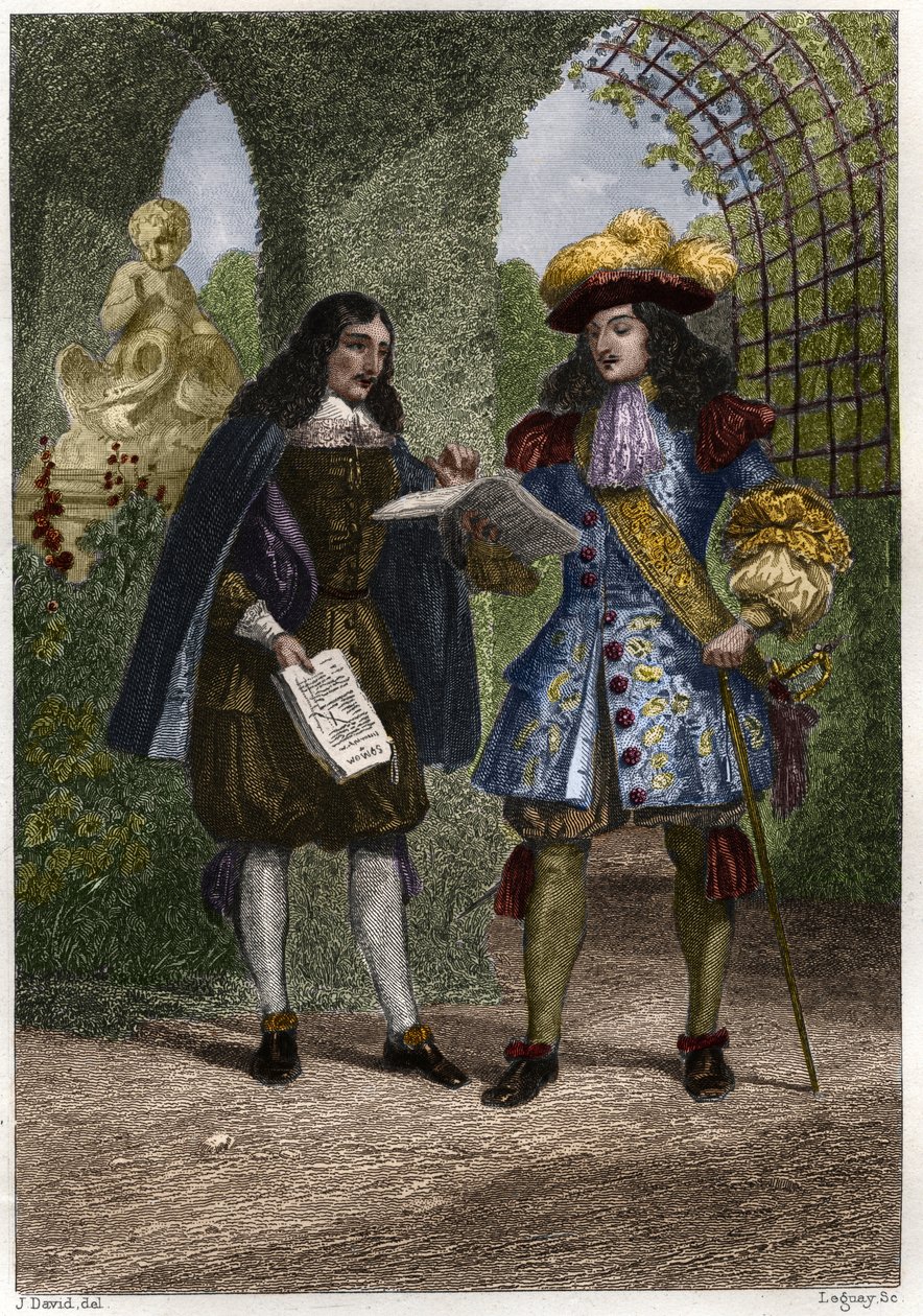 Keresztelő János (Jean-Baptiste) Colbert (1619-1683) XIV. Lajossal, Franciaország és Navarra királyával (1638-1715). századi metszet. Magángyűjtemény. alkotó: Unknown artist