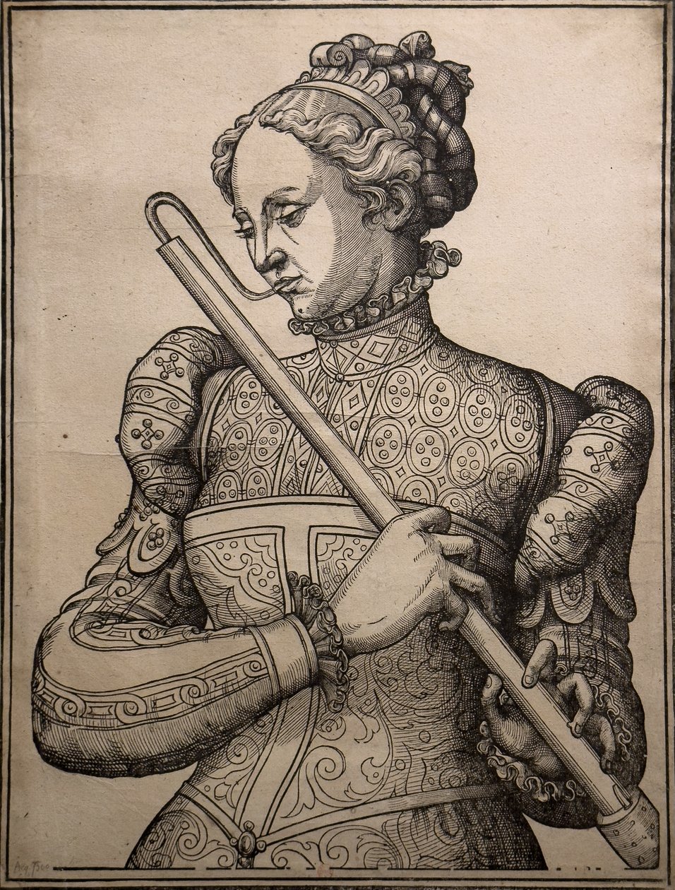 Douçaine játékos, 1560 körül (fametszet) alkotó: Unknown artist