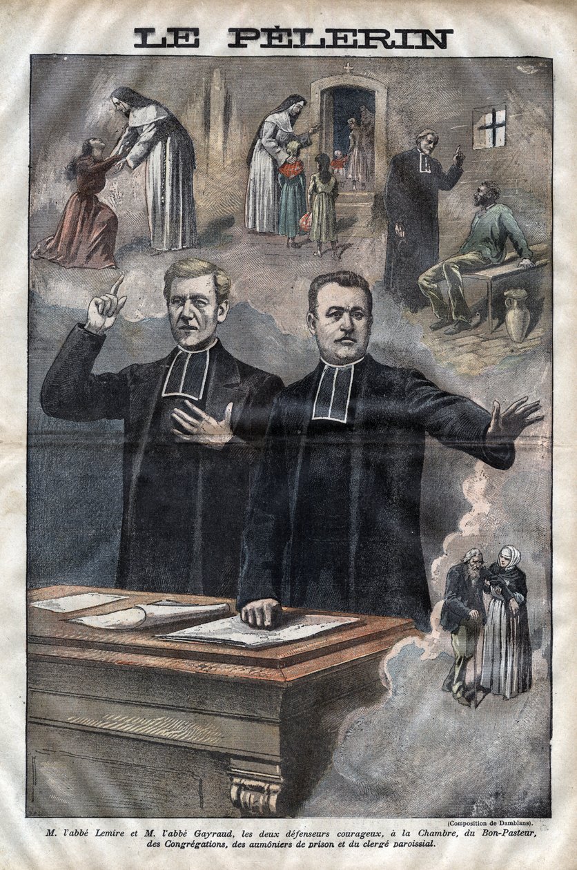 Jules Auguste Lemire (1853-1928) és Hippolyte Gayraud (1856-1911), francia egyházi és politikusok, képviselők - 1899-es „Le-Pelerin” metszet alkotó: Unknown artist