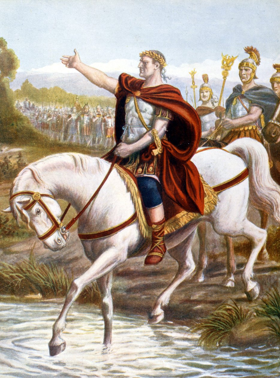 Julius Caesar átadja a Rubicont (metszet) alkotó: Unknown artist