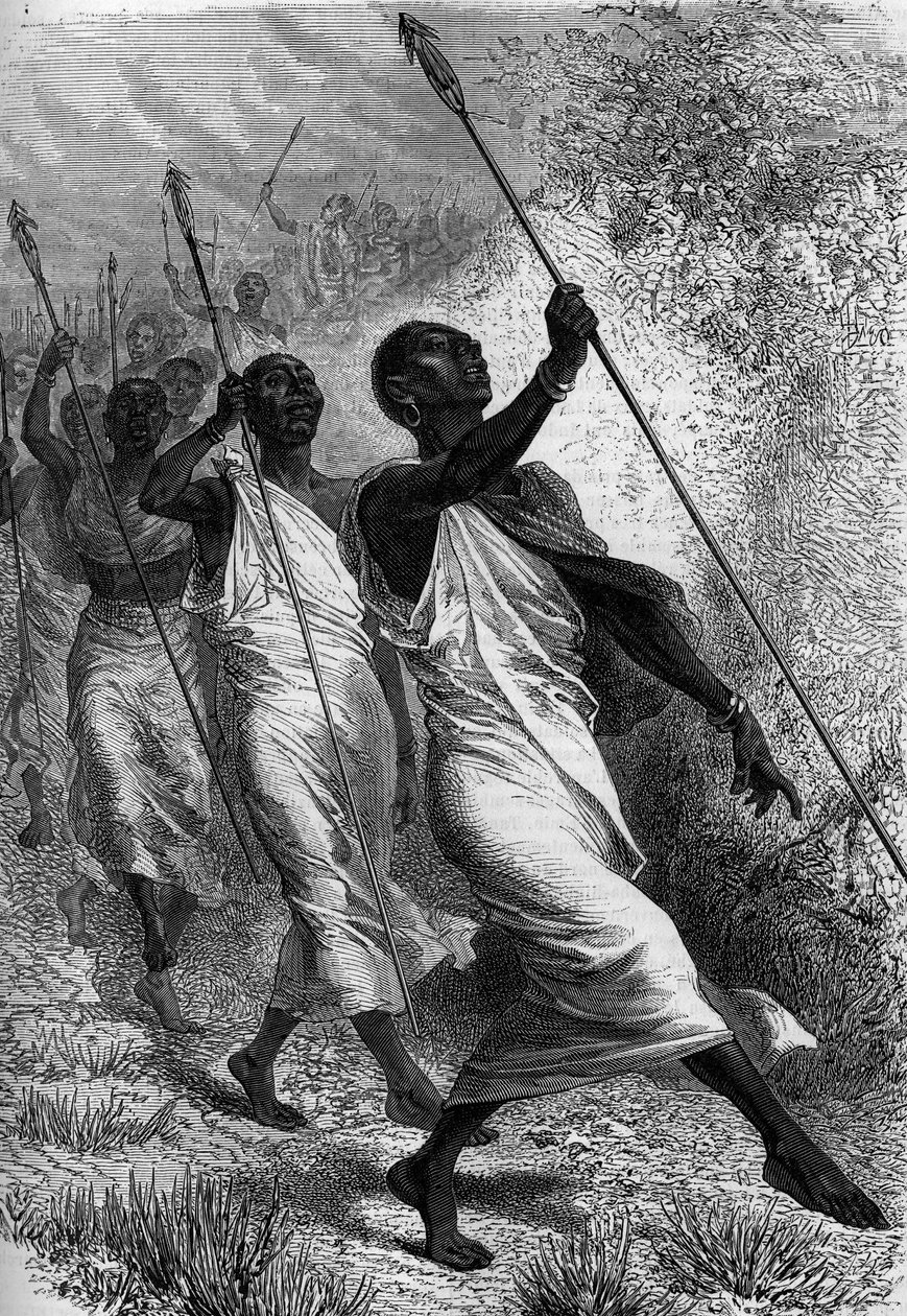 Kabba Righe (Kabba-Righe), Ounyoro királya (Afrikában) és folytatása. Metszet a „” The Journal of Youth”-ban alkotó: Unknown artist