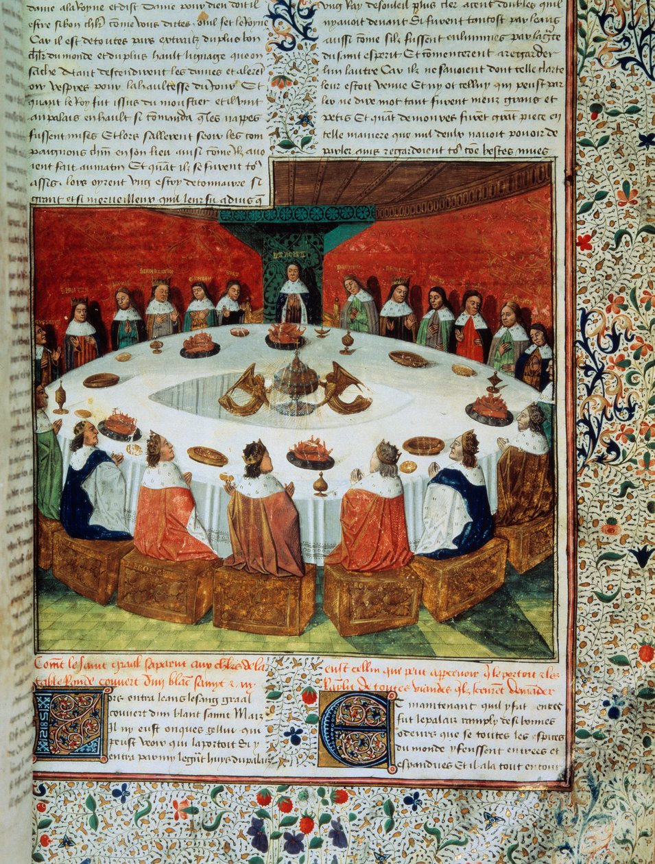Arthur király és a kerekasztal lovagjai részt vesznek a Szent Grál megjelenésén. (Artúr király és A kerekasztal lovagjai) alkotó: Unknown artist