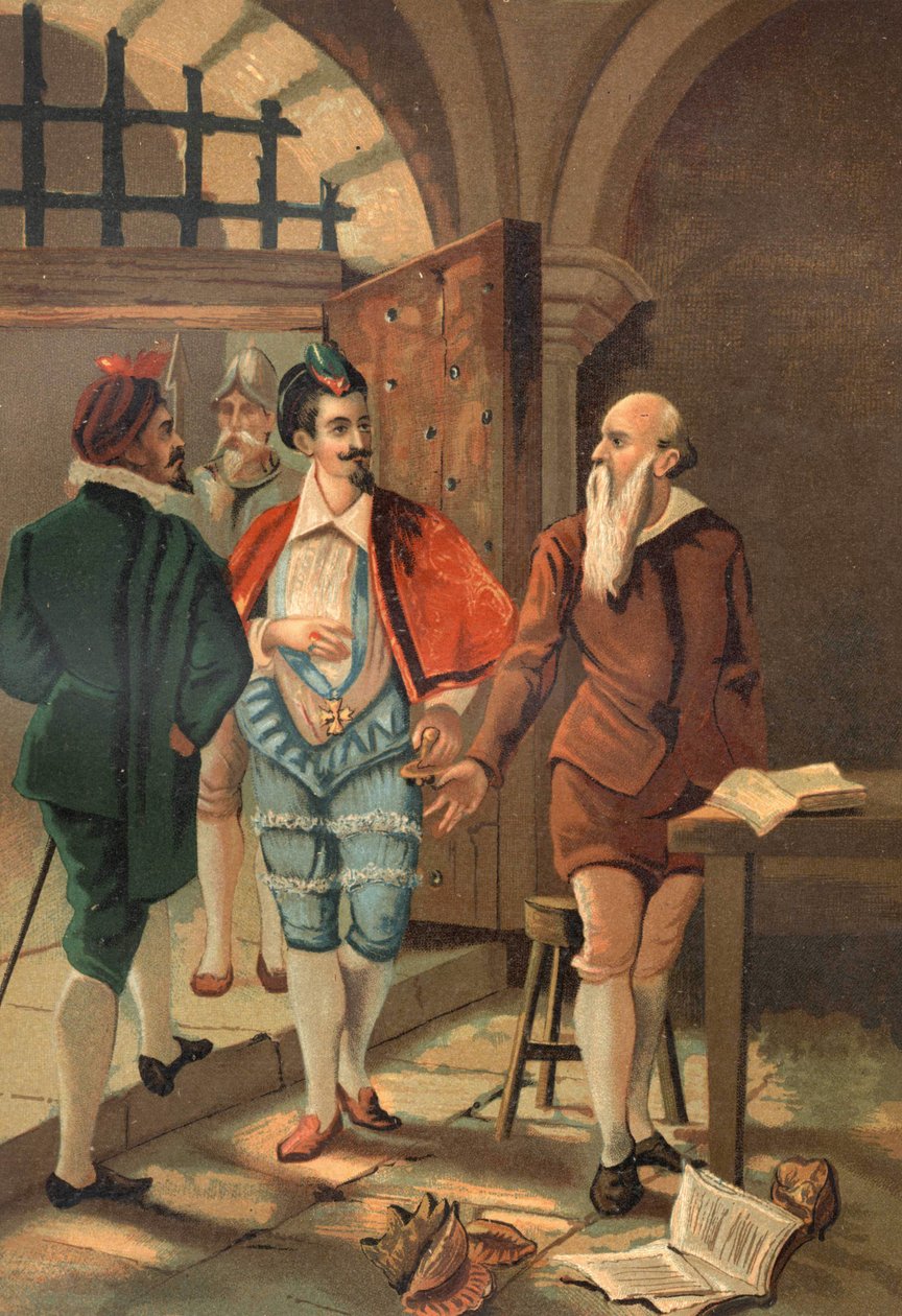 Henrik király és Bernard Palissy (1510-1589). A 19. század végének kromolitográfiája. Louis Figuier La Ciencia y sus Hombres alapján. Barcelona 1881 alkotó: Unknown artist