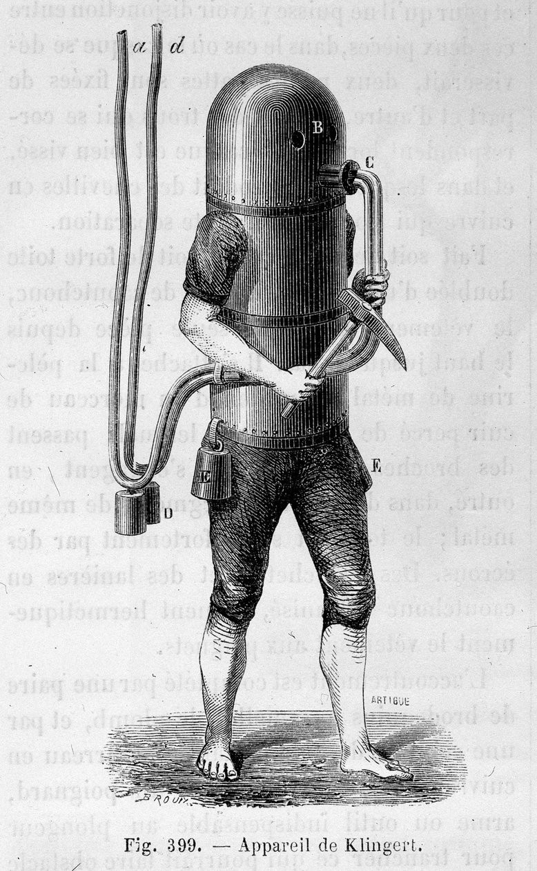 Klingert búvárkészülék – Louis Figuier „A tudomány csodái” c alkotó: Unknown artist