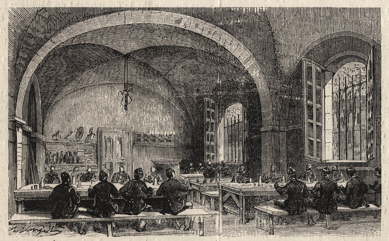 Az Ecole Polytechnique Párizsban 1873-ban - A refektórium - Metszet 1873-ból a „Le monde illustrious”-ban” alkotó: Unknown artist