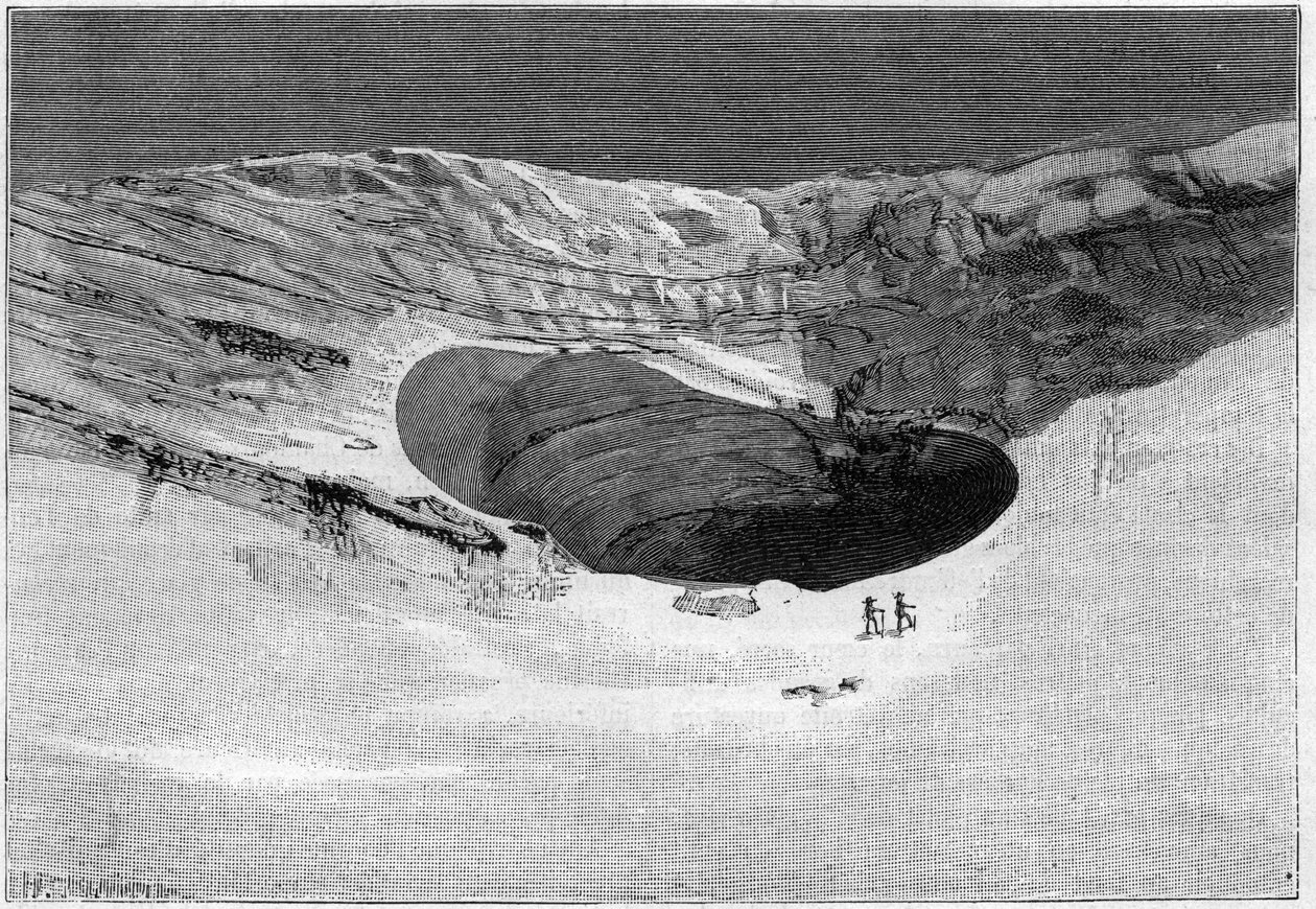 La Catastrophe de Saint-Gervais (Saint Gervais) vagy a Tete Rousse-gleccser katasztrófája (Haute-Savoie megye) (1892. július 12-13.) - Gleccser de Tette-Rousse - belső barlang és a gleccser szakadási fala, gravírozás „Természet” – augusztus 20 alkotó: Unknown artist