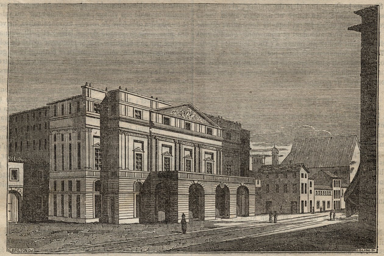 La Scala Milánóban – Kilátás a milánói La Scala színházra, Olaszország – (Teatro alla Scala Milan) – 1837 alkotó: Unknown artist