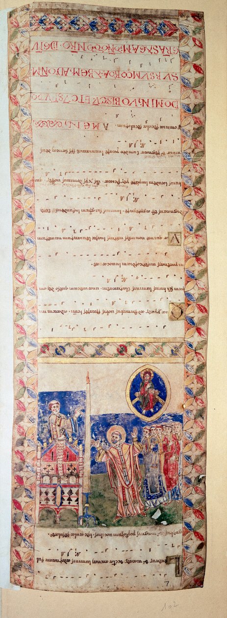La benediction de la fontaine (Ms.724/2-Carta2) 12. századi kivilágított kézirat. Róma, Biblioteca Casanatense alkotó: Unknown artist