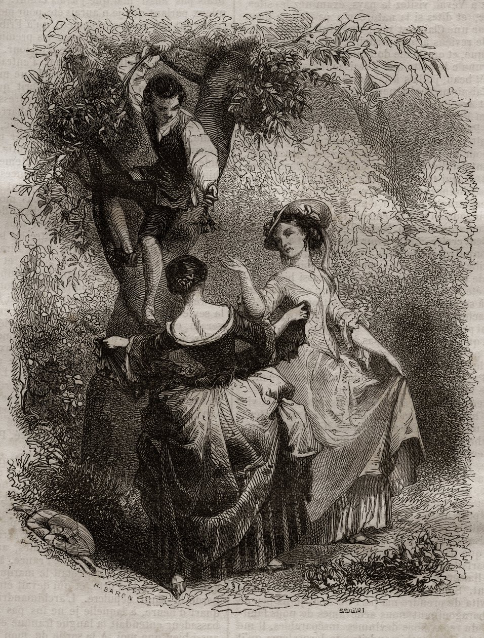 Cseresznyeszedés - Illusztráció vallomásokhoz”, Jean-Jacques (Jean Jacques) Rousseau (1712-1778) - 1849-es metszet alkotó: Unknown artist