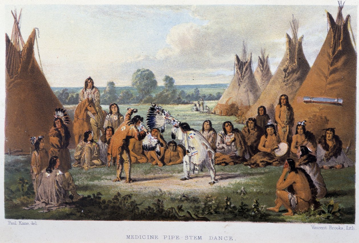 Sípatánc a betegségek ellen az észak-amerikai indiánoknál - hu „Egy művész vándorlásai az észak-amerikai indiánok között””, Paul Kane alkotó: Unknown artist