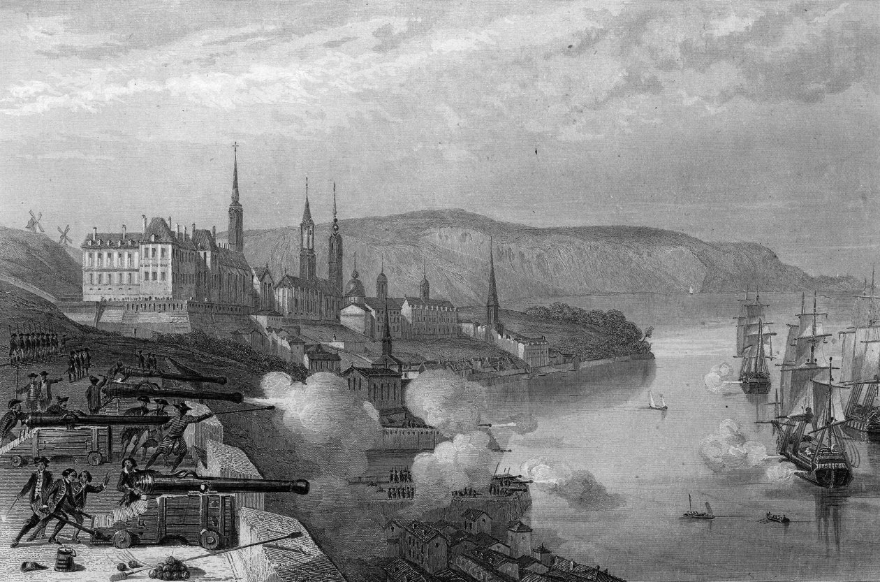 De Frontenac gróf Quebec védelme. Van Tenac „A haditengerészet általános története” című könyvében alkotó: Unknown artist