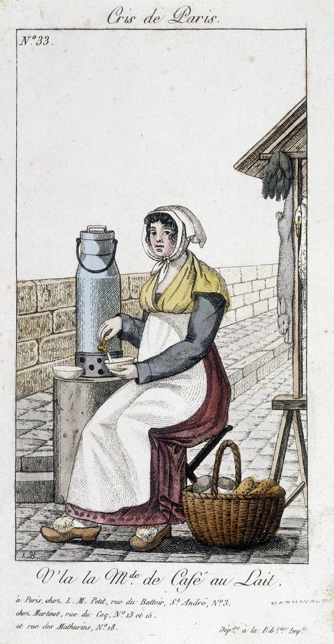 A tejes kávé kereskedő - a „” Cris de Paris”-ban” alkotó: Unknown artist