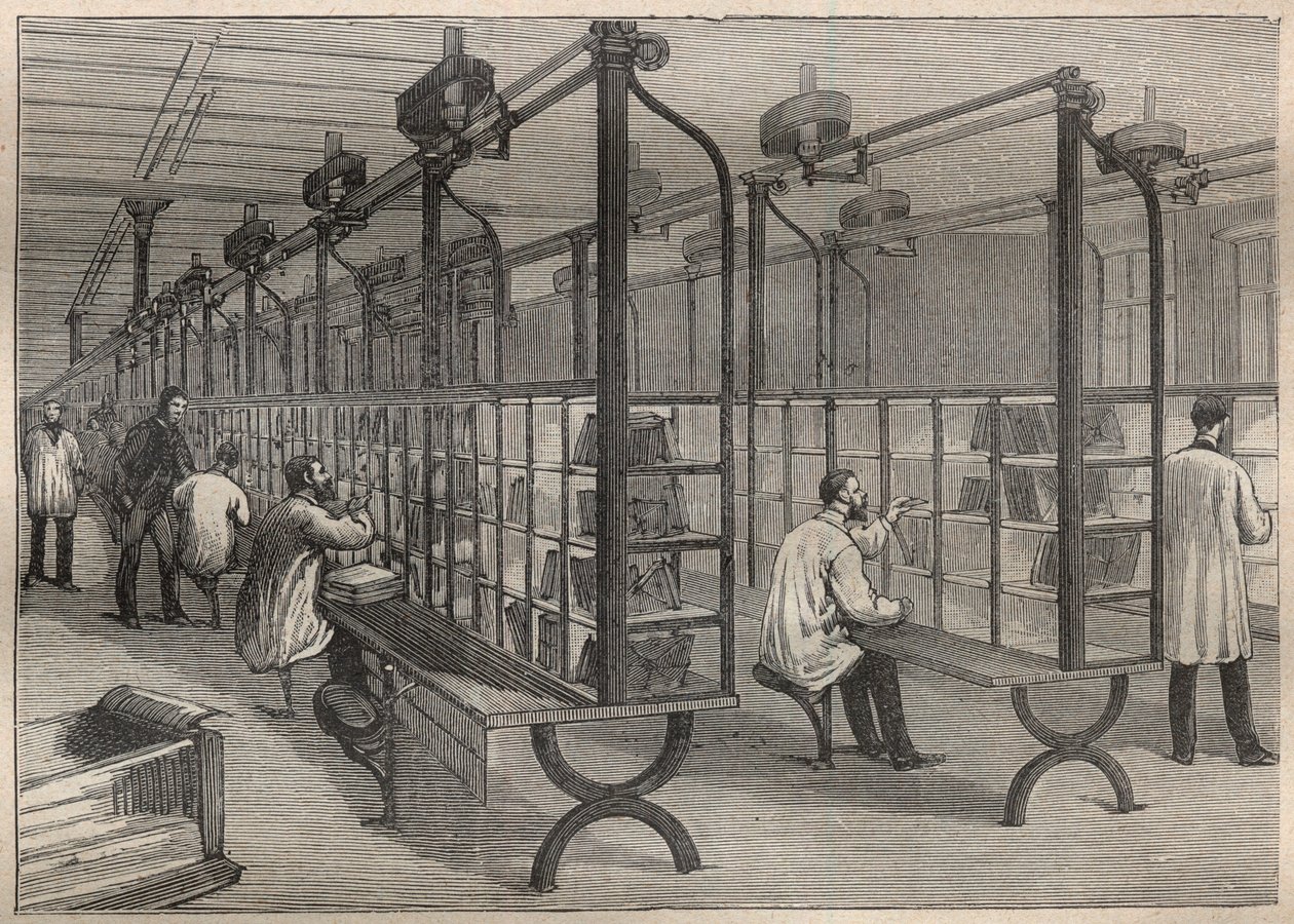 Levélposta: a borítékok válogatása a párizsi Hotel des Postsban – gravírozás „La Science francaise”-ben” alkotó: Unknown artist