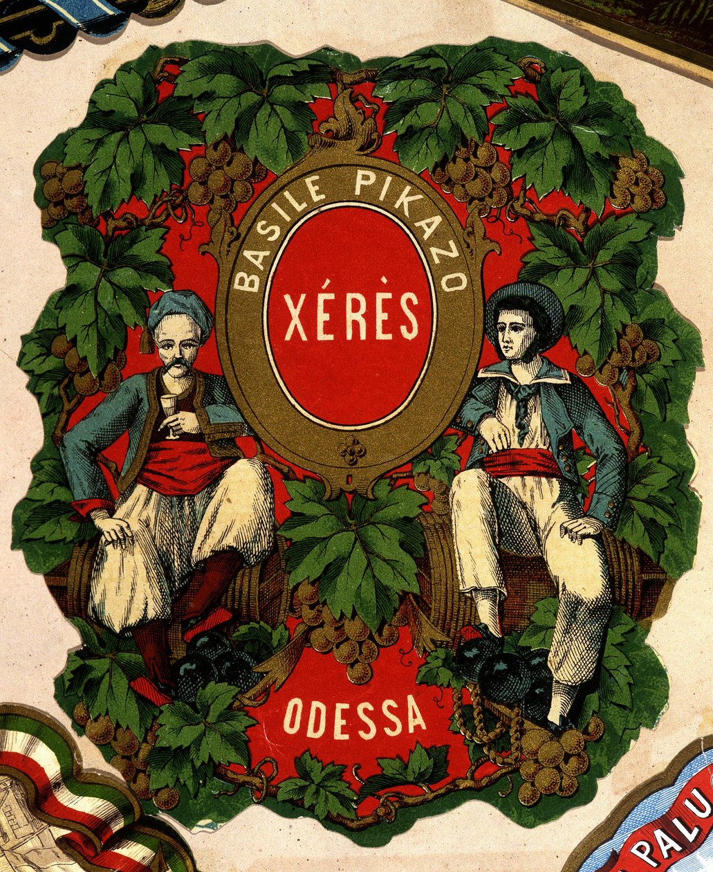 „” Basile Pikazo – Jerez – Odessza” címkéje”, sd. 19. század. alkotó: Unknown artist