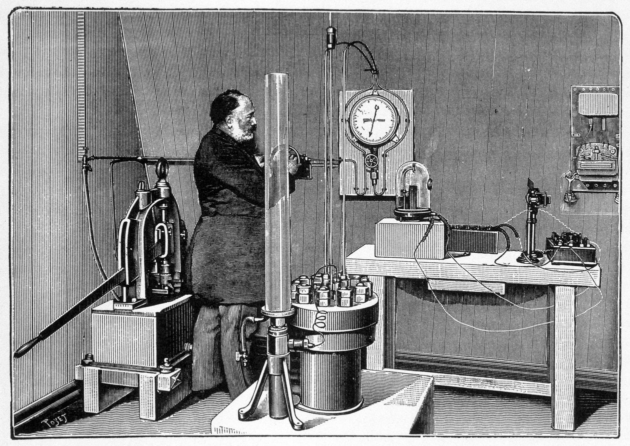 Laboratórium földszinten az Eiffel-torony nyugati pillérében - gravírozás alkotó: Unknown artist