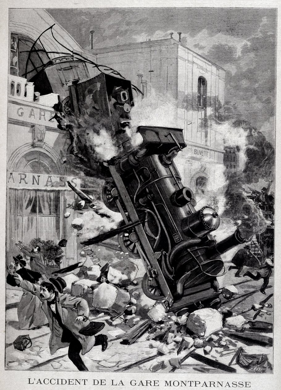 Baleset a párizsi Gare Montparnasse-nál – a „Le Petite Journal”-ban alkotó: Unknown artist