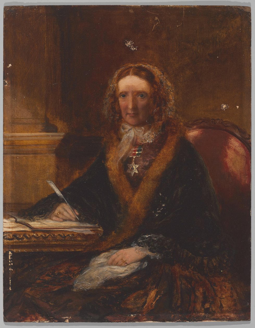 Lady Gough, aki a Maharajpoor csillagot viselte, egyike annak a négy hölgynek, aki megkapta ezt a kitüntetést azért, mert jelen volt az 1843. december 29-i csatában (olaj a fedélzeten) alkotó: Unknown artist