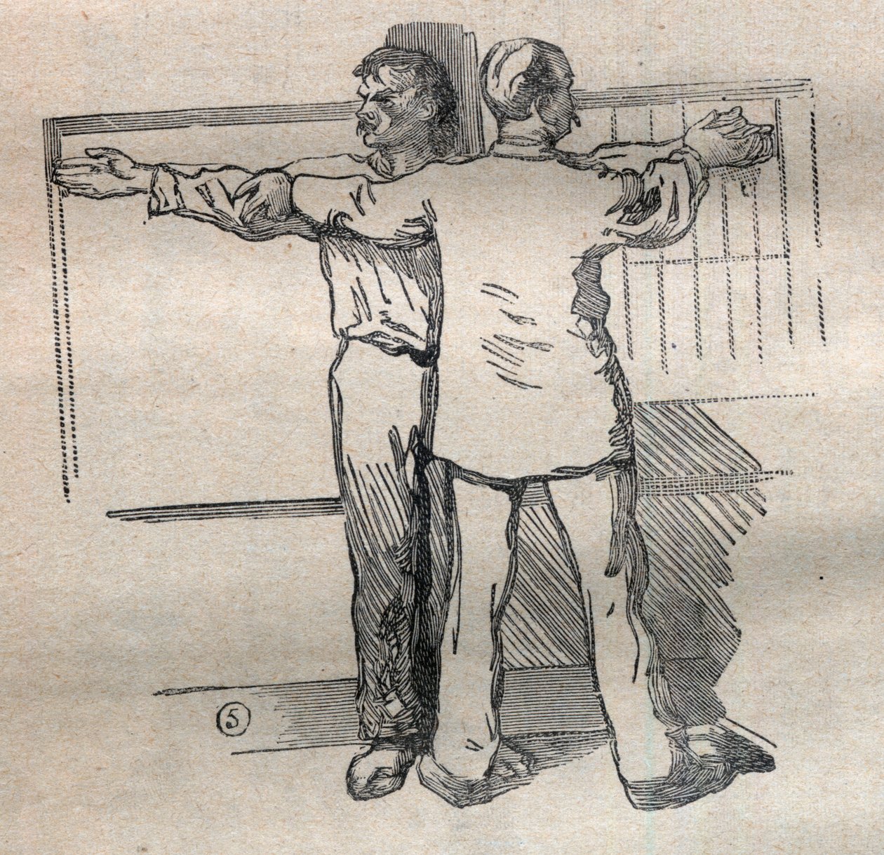 Bírói antropometria vagy bertillonnage, Alphonse Bertillon (1853-1914) módszere: a nagy, nagy kaliberű karok mérése - Metszet a „La Science francaise”-ben alkotó: Unknown artist