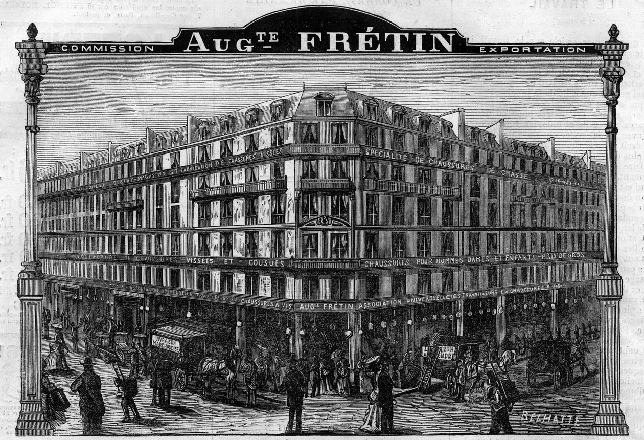 Nagy Chausage Manufacture „”Auguste Fretin””, Paris VIth Arrondissement 64, rue de Rennes. Metszet 1883-ból alkotó: Unknown artist