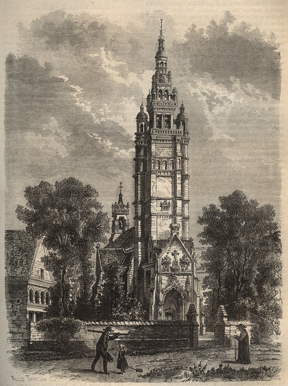 Hanyatló ógival művészet - Notre-dame de Roscoff en bretagne - metszet a 19. századi dinről alkotó: Unknown artist