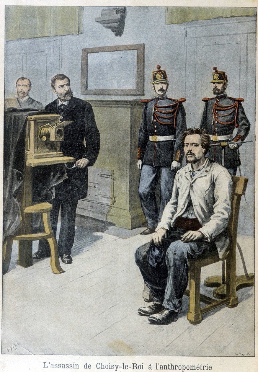 Choisy-le-Roi gyilkosa az antropometriához (és Mr. Alphonse Bertillonhoz) – a „Le Petite Journal”-ban, 1899. május alkotó: Unknown artist