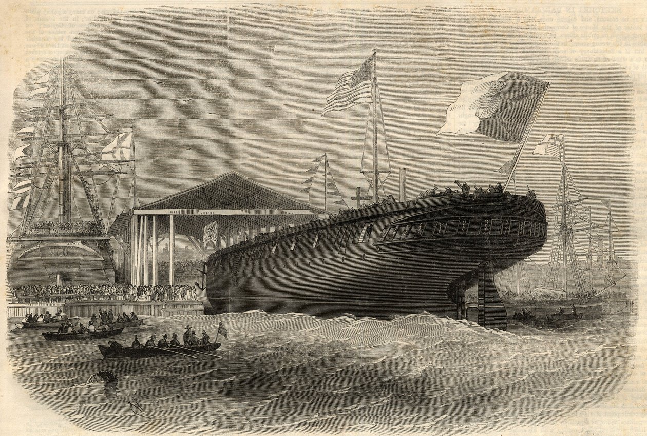 A „Sagres” portugál korvett piacra dobása Limehouse-ban (London). Gravírozás a június 5-i „” The Illustrated London News”-ban alkotó: Unknown artist